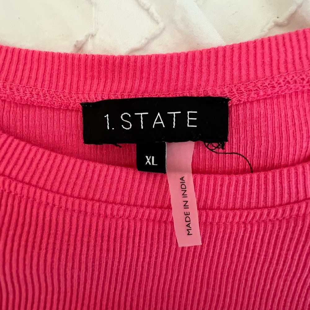 State Ribbed Pink Puff Sleeve Top - Picture 4 of 7